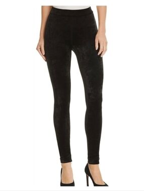 Theory Black Velvet Ankle Leggings Hight Waist Luxe Loungewear Chic Edgy Goth